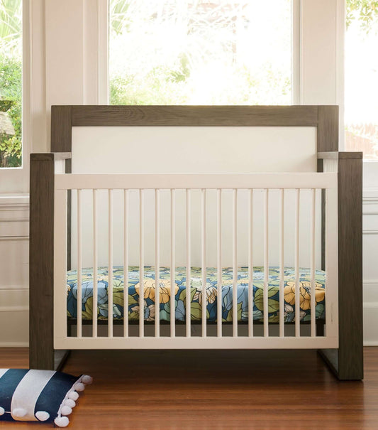 True Highback 4 in 1 Convertible Crib - Lifestyle Image of Highback 4 in 1 Convertible Crib Mud with Snow