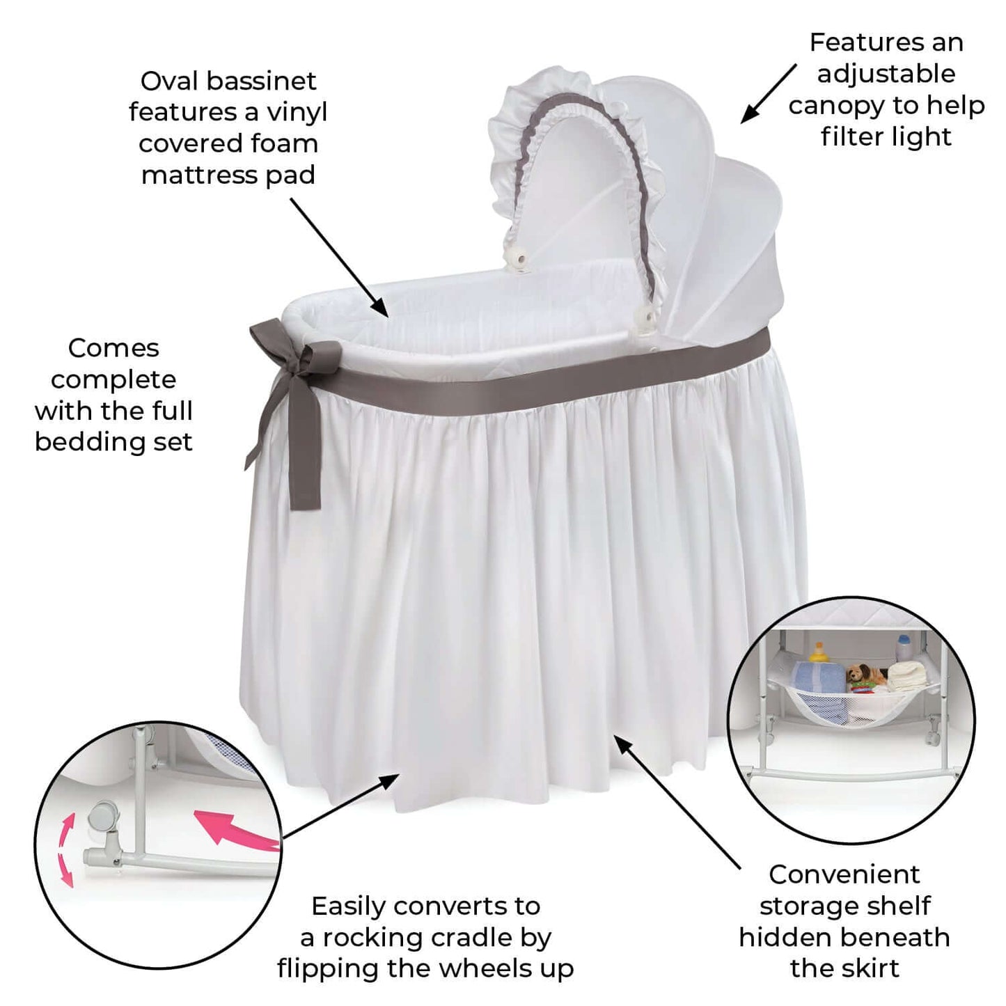 Wishes Oval Bassinet - Feature of Wishes Oval Bassinet White