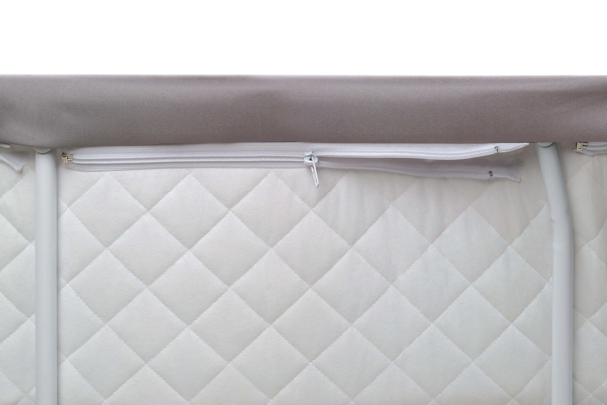 Wishes Oval Bassinet - Front View of Storage Unit with Zip of Wishes Oval Bassinet White