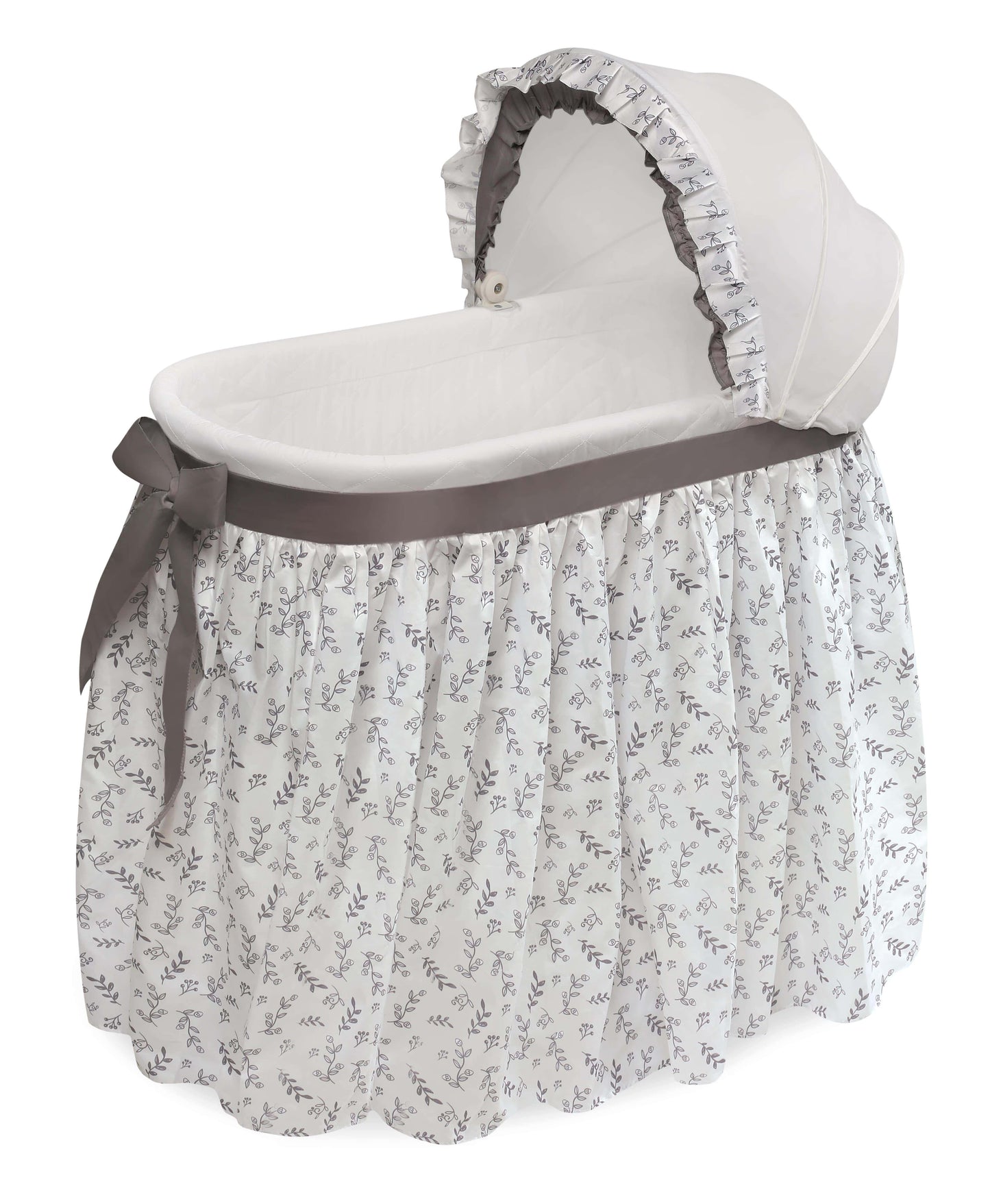 Wishes Oval Bassinet - Inclined Side View of Wishes Oval Bassinet Gray Leaf