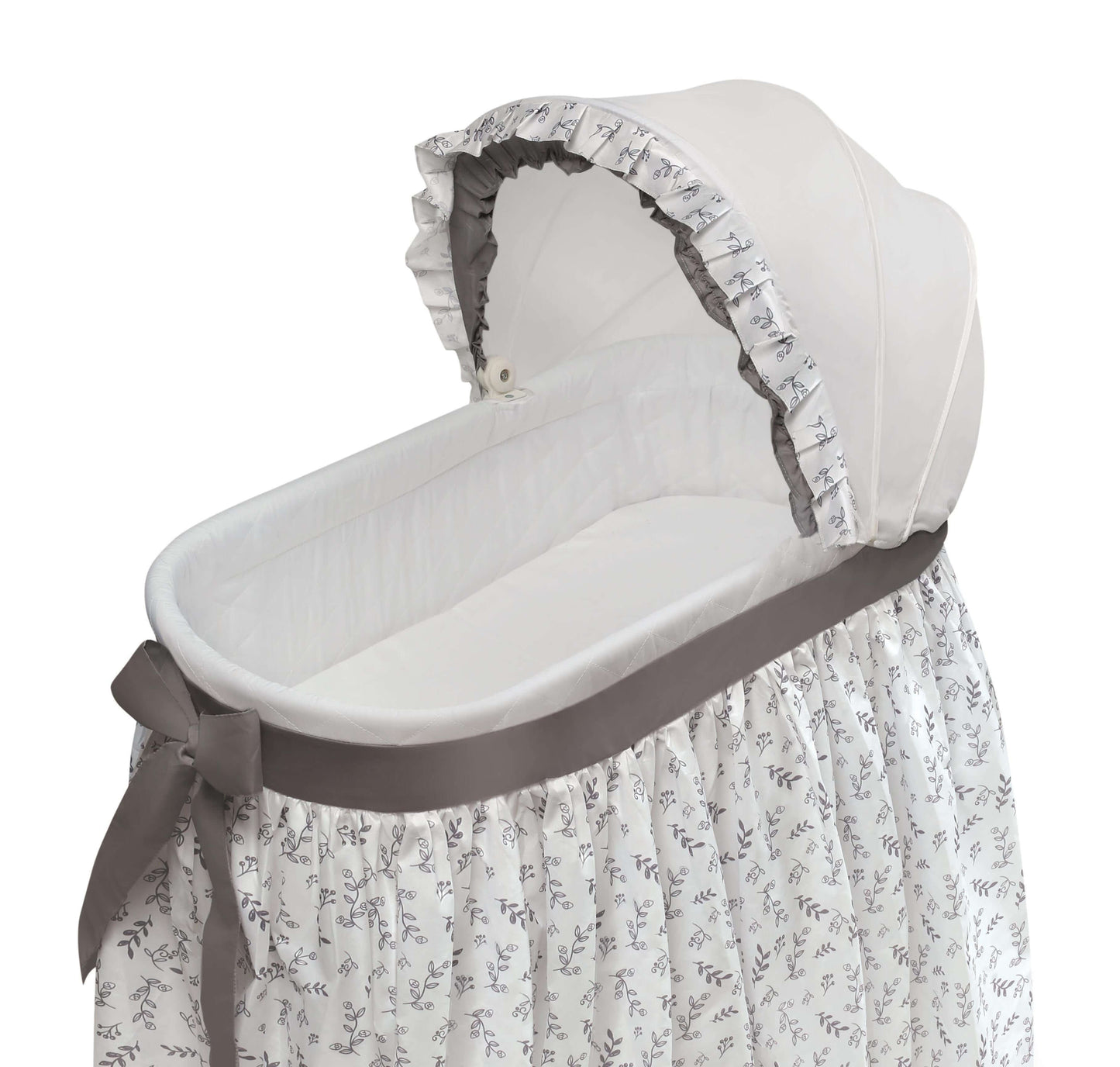 Wishes Oval Bassinet - Inclined Side View of Wishes Oval Bassinet Gray/Leaf