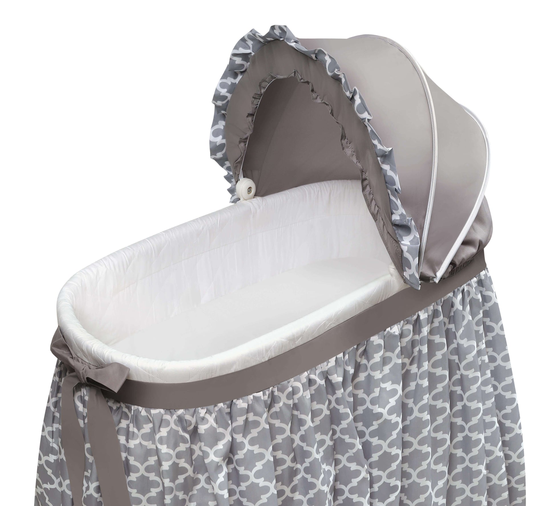 Wishes Oval Bassinet - Zoomed Inclined Side View of Wishes Oval Bassinet Gray/Lantern