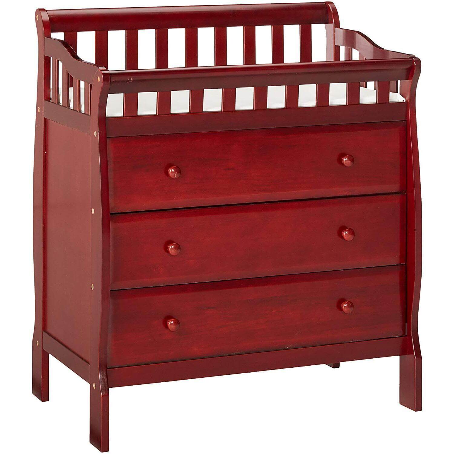 Oneman Changing Table - Inclined View of Changing Table Cherry