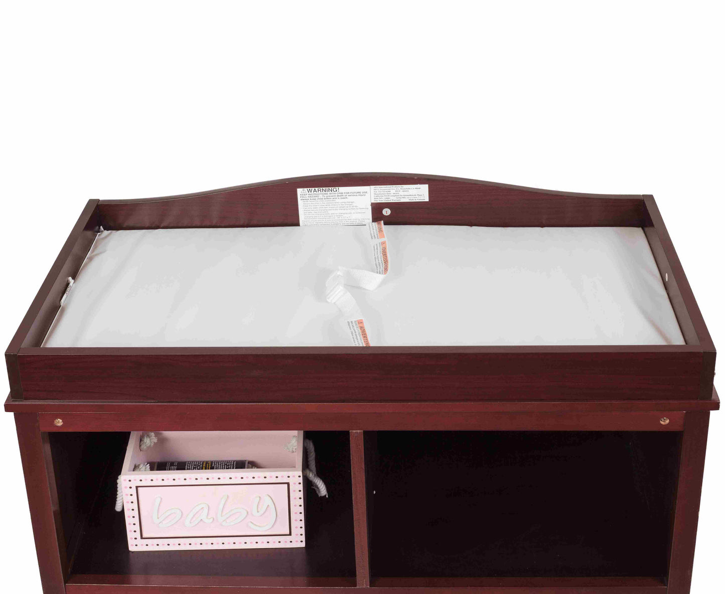Vinyl Standard-Size Changing Pad - Installed Mattress Top Inclined View