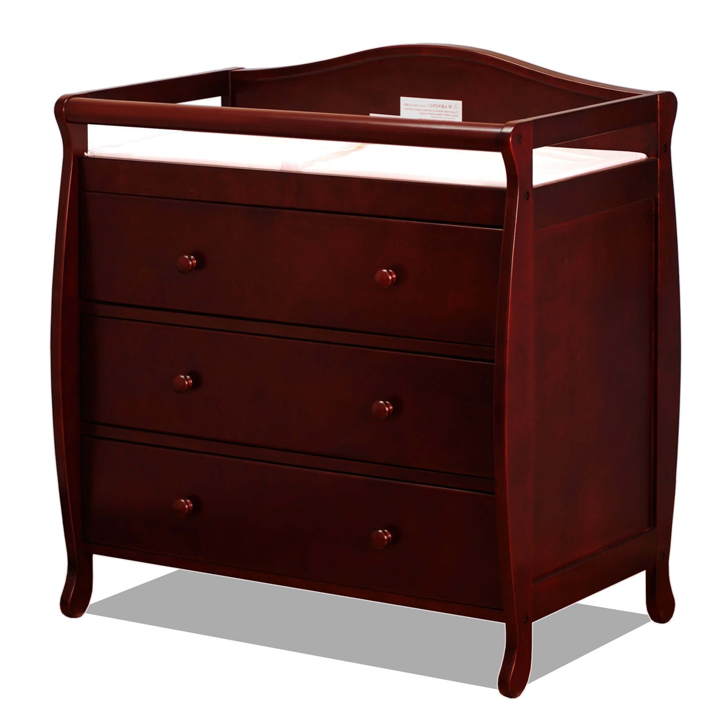 Grace 3 Drawer Changing Table - Inclined Side View of Grace 3 Drawer Changing Table Cherry