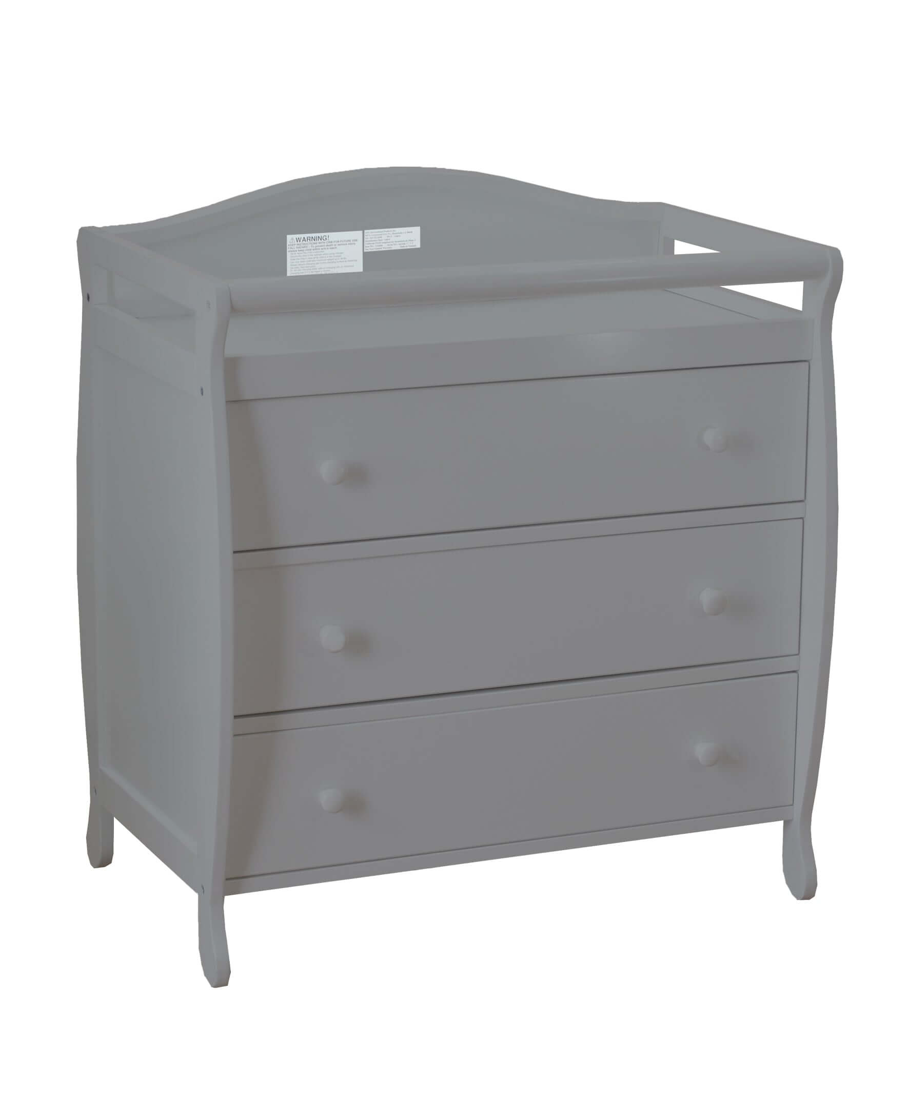 Grace 3 Drawer Changing Table - Inclined Side View of Grace 3 Drawer Changing Table Gray