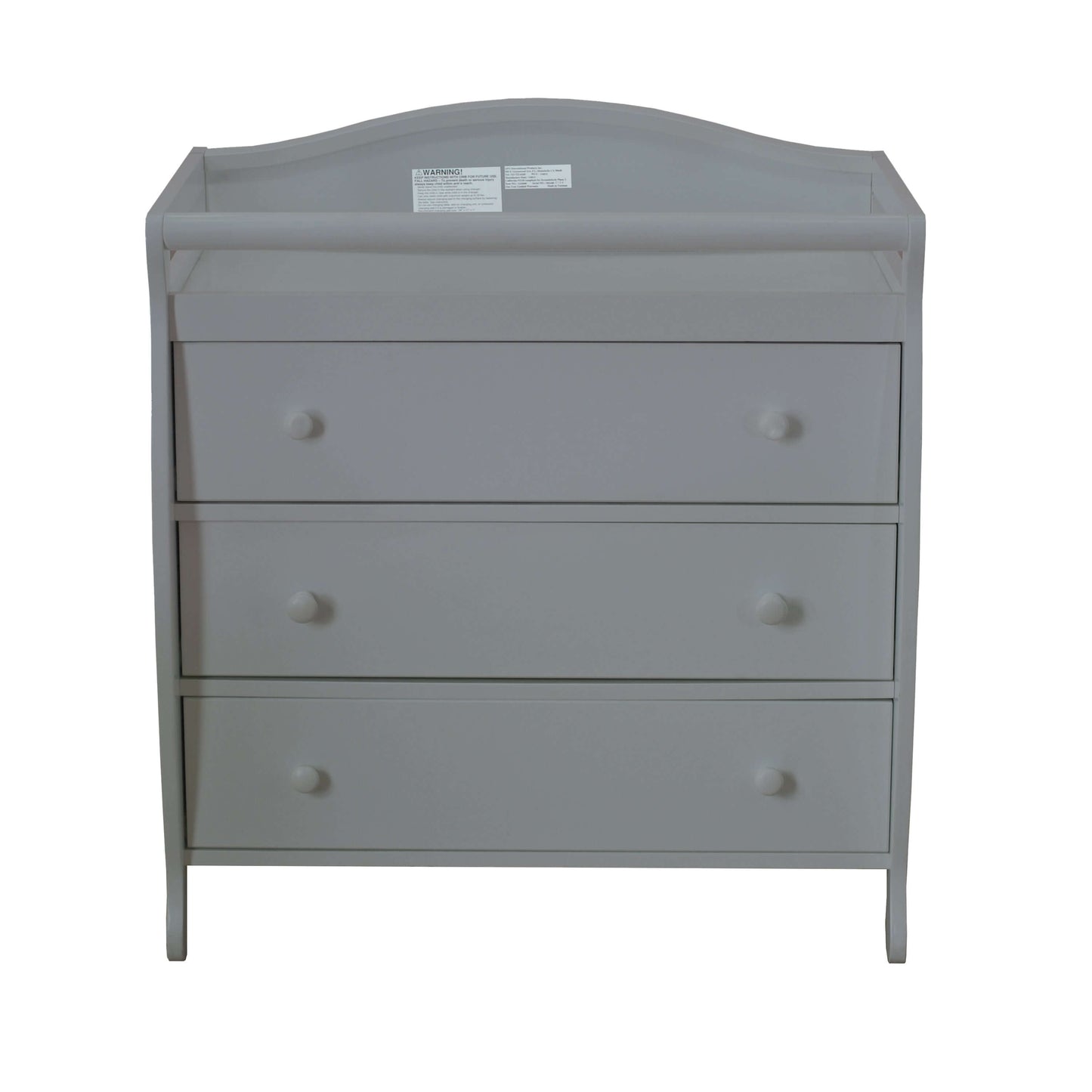 Grace 3 Drawer Changing Table - Front View of Grace 3 Drawer Changing Table Gray