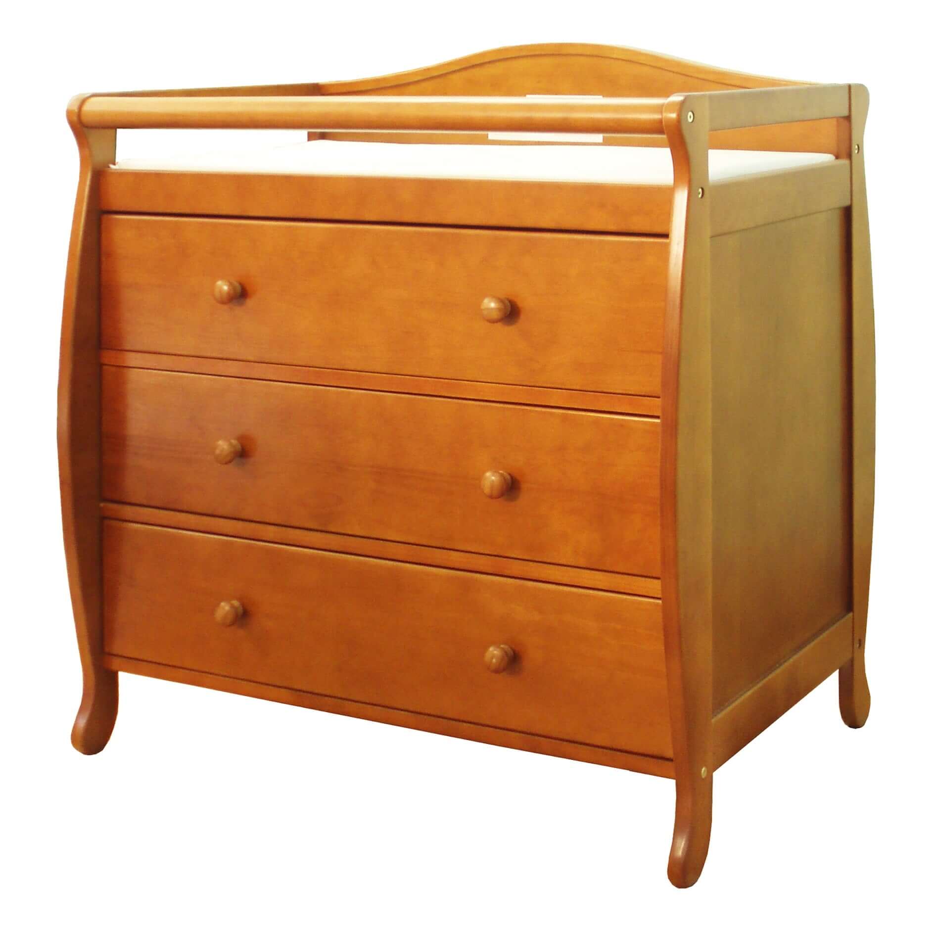 Grace 3 Drawer Changing Table - Inclined Side View of Grace 3 Drawer Changing Table Pecan