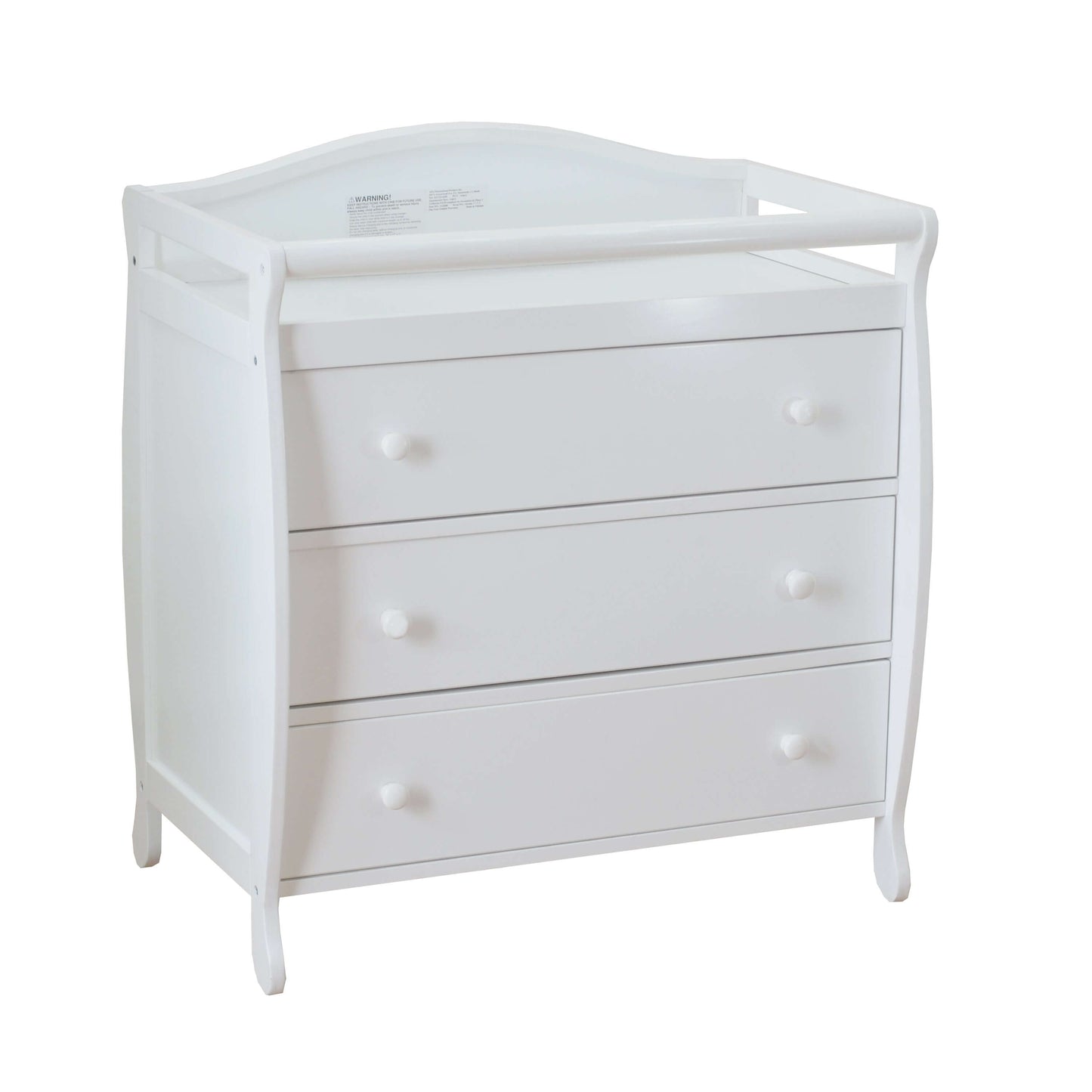 Grace 3 Drawer Changing Table - Inclined Side View of Grace 3 Drawer Changing Table White