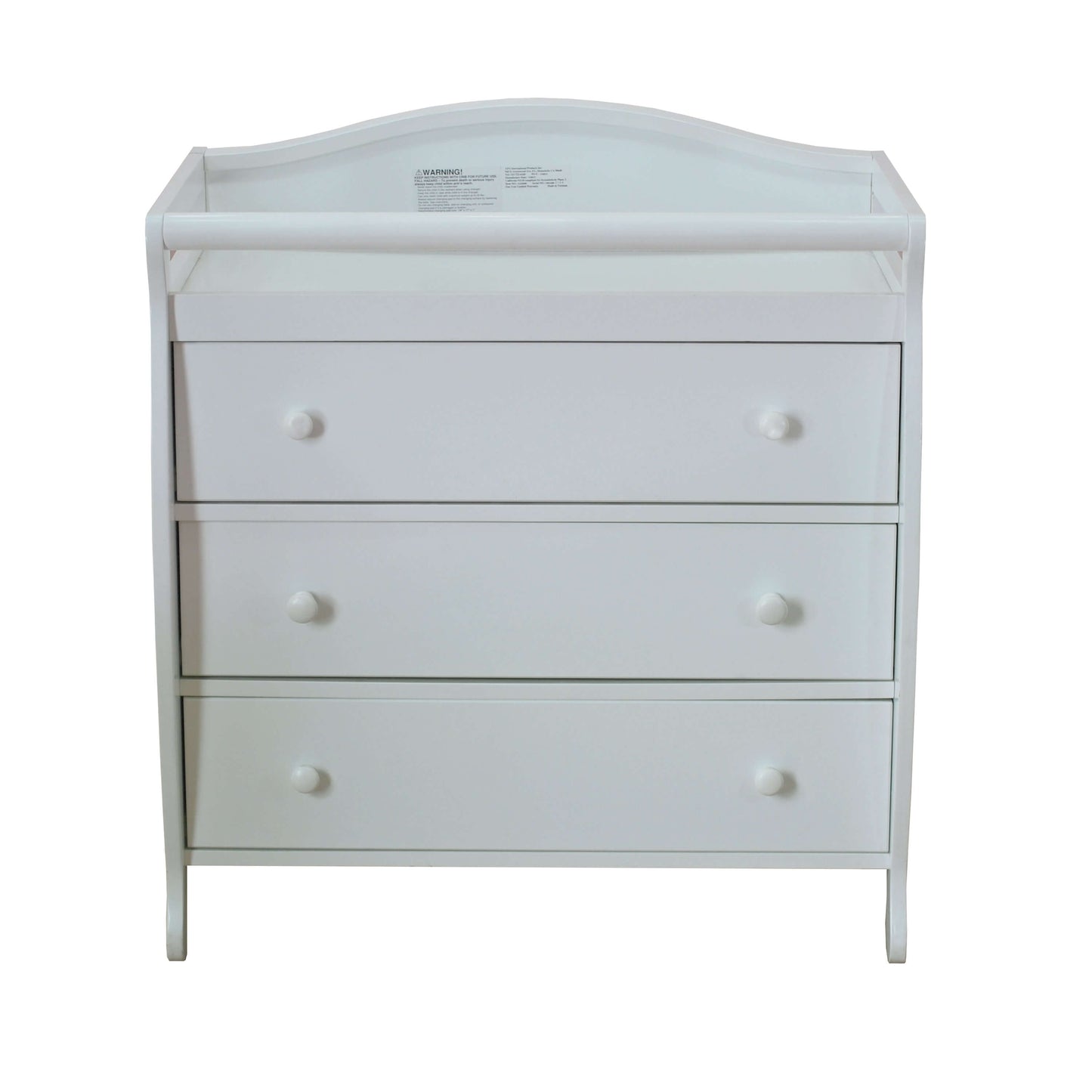 Grace 3 Drawer Changing Table - Front View of Grace 3 Drawer Changing Table White