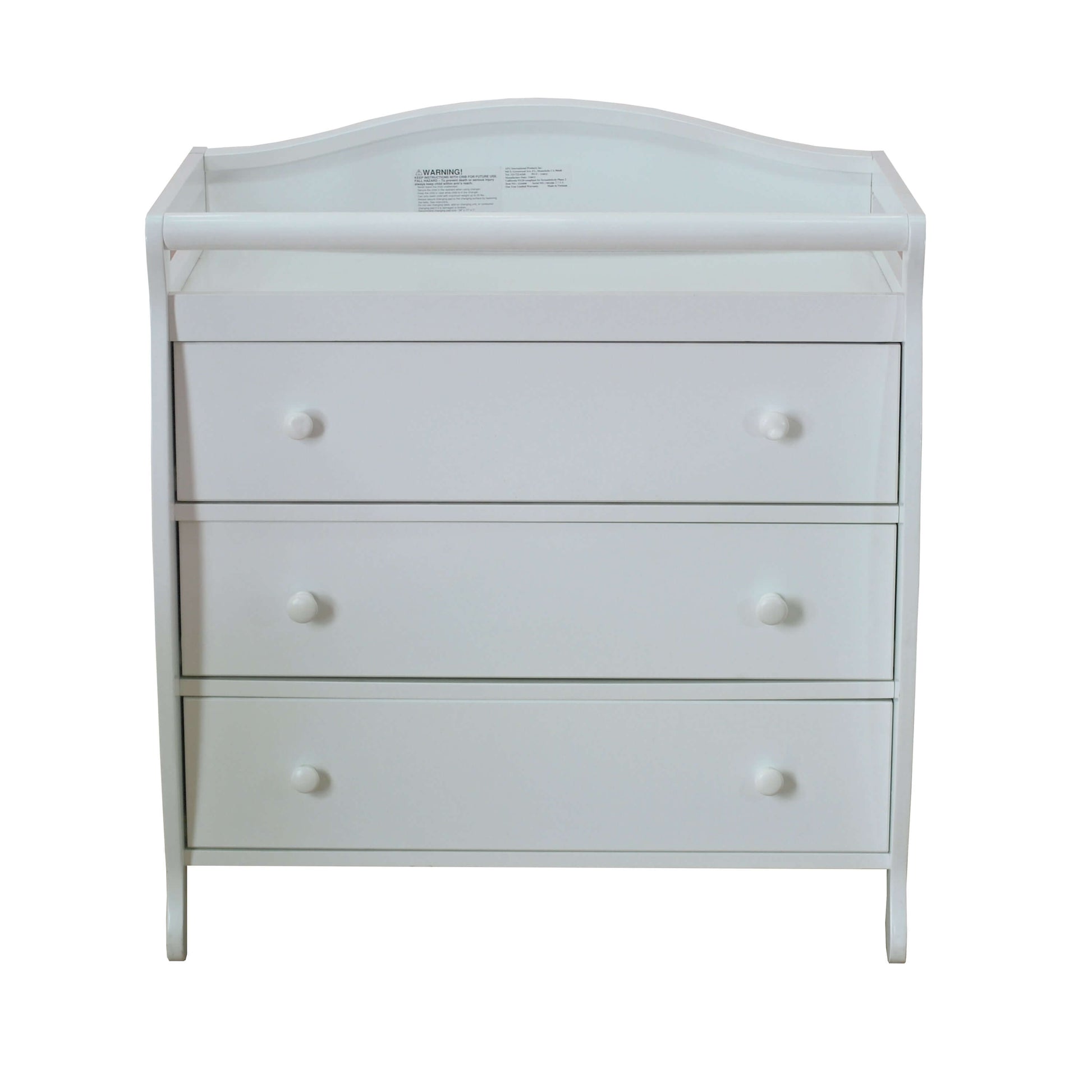 Grace 3 Drawer Changing Table - Front View of Grace 3 Drawer Changing Table White