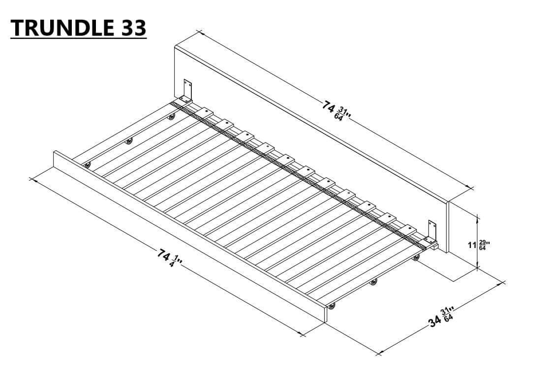 Trundle - Model 3739 - Dimension Image of Trundle Model 3739