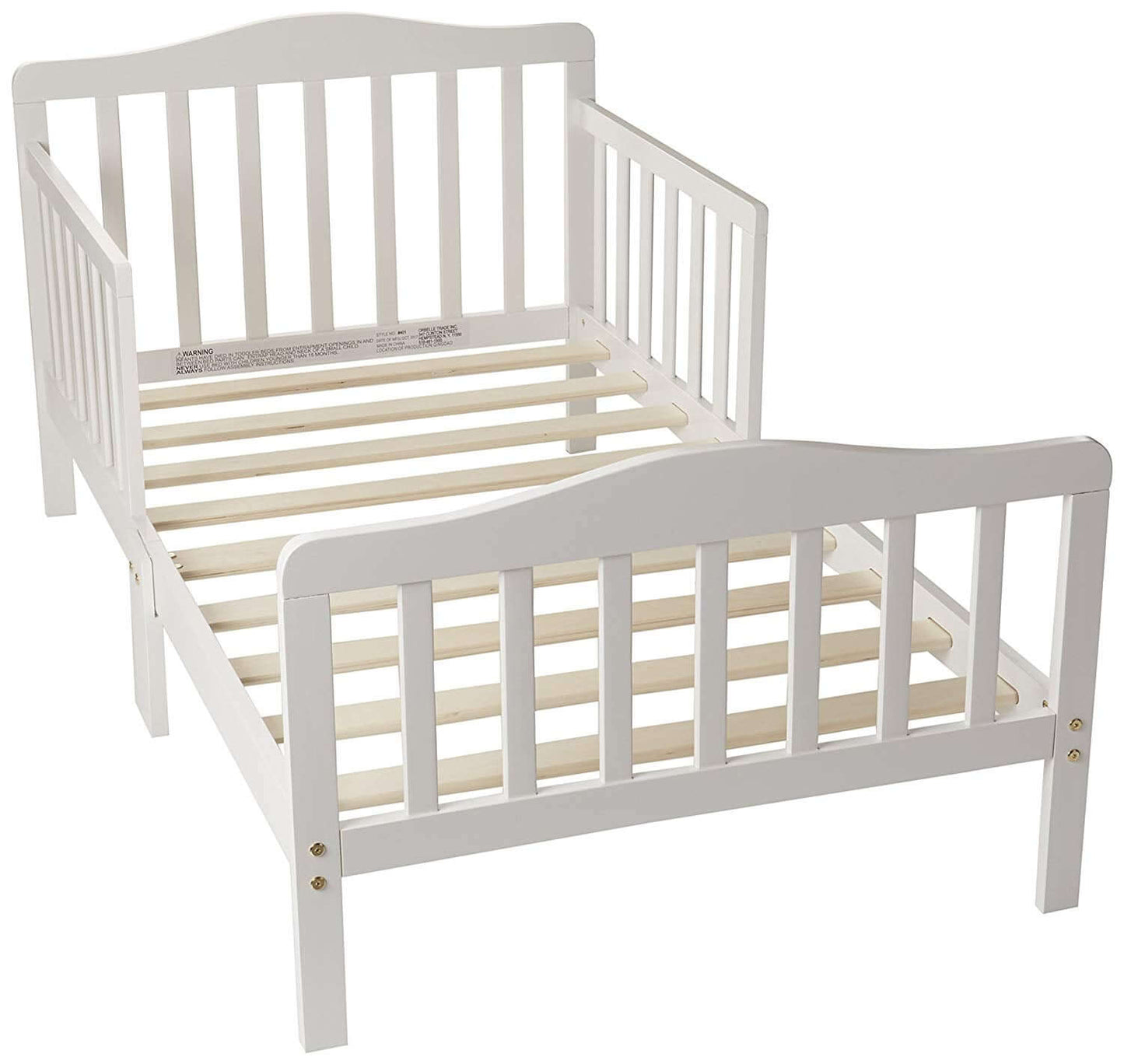 Contemporary Toddler bed - Top Inclined Side View of Contemporary Toddler bed French White