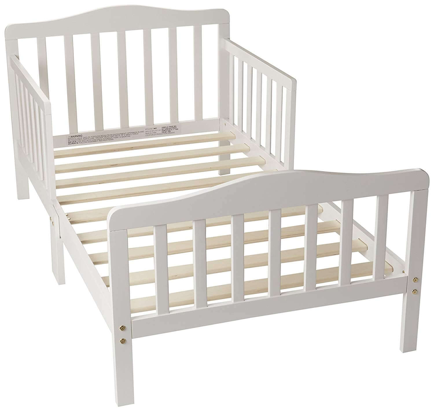 Contemporary Toddler bed - Top Inclined Side View of Contemporary Toddler bed French White