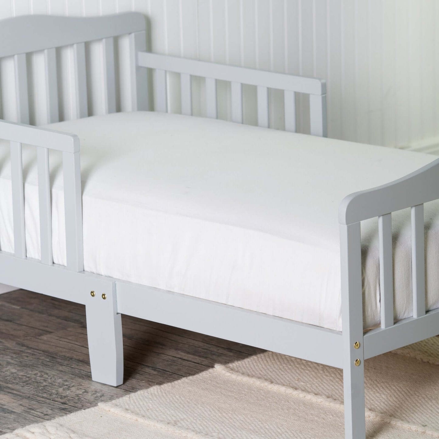 Contemporary Toddler bed - Lifestyle Image Inclined Side View of Contemporary Toddler bed Multi Tone Gray