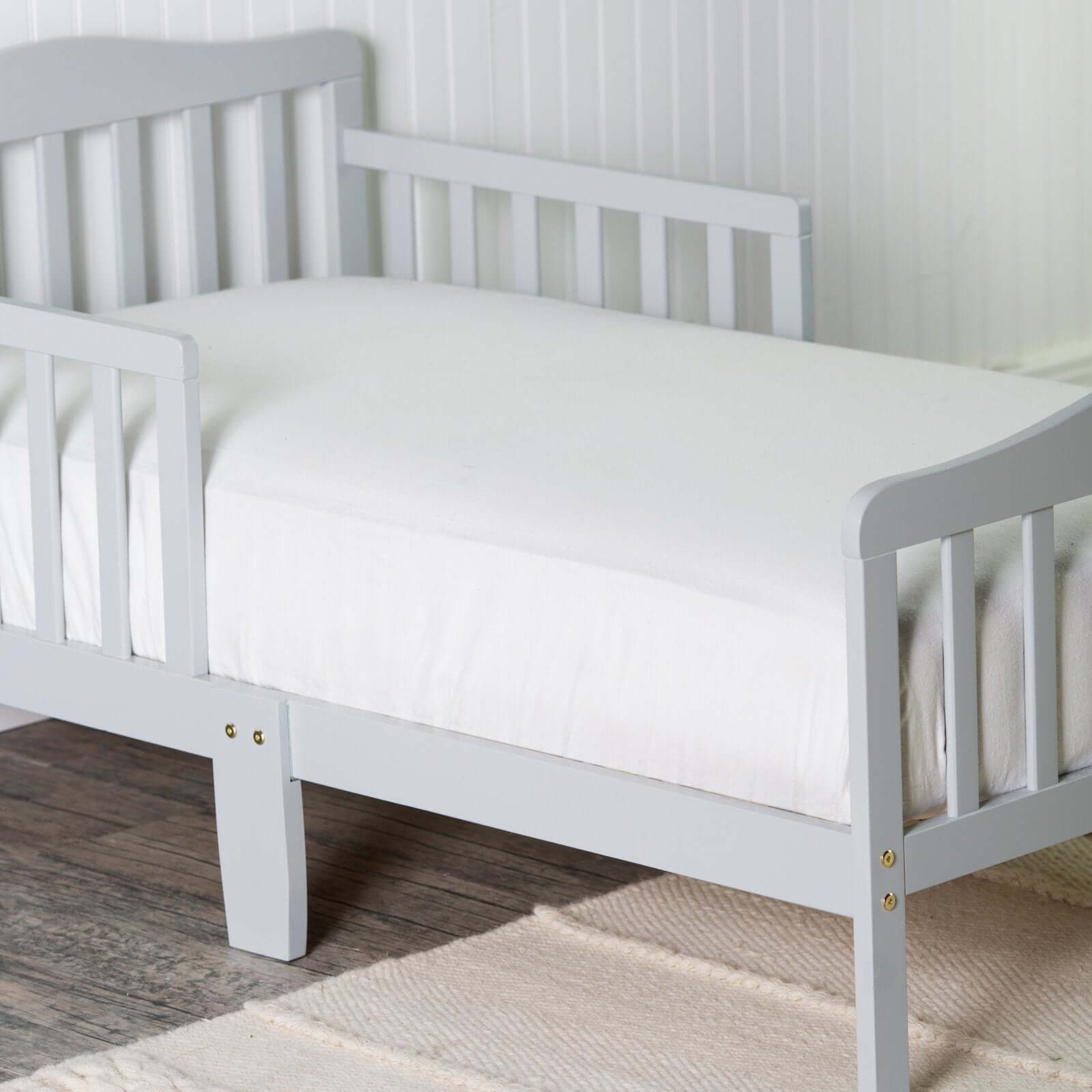 Contemporary Toddler bed - Lifestyle Image Inclined Side View of Contemporary Toddler bed Multi Tone Gray