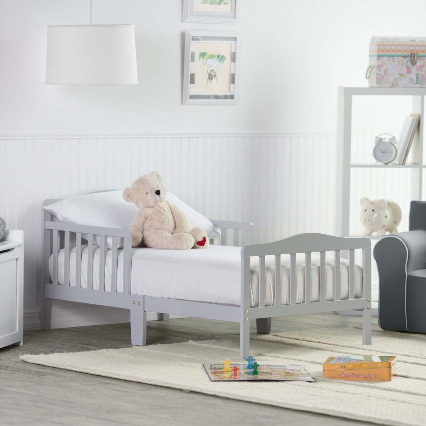 Contemporary Toddler bed - Lifestyle Image Inclined Side View Contemporary Toddler bed Multi Tone Gray