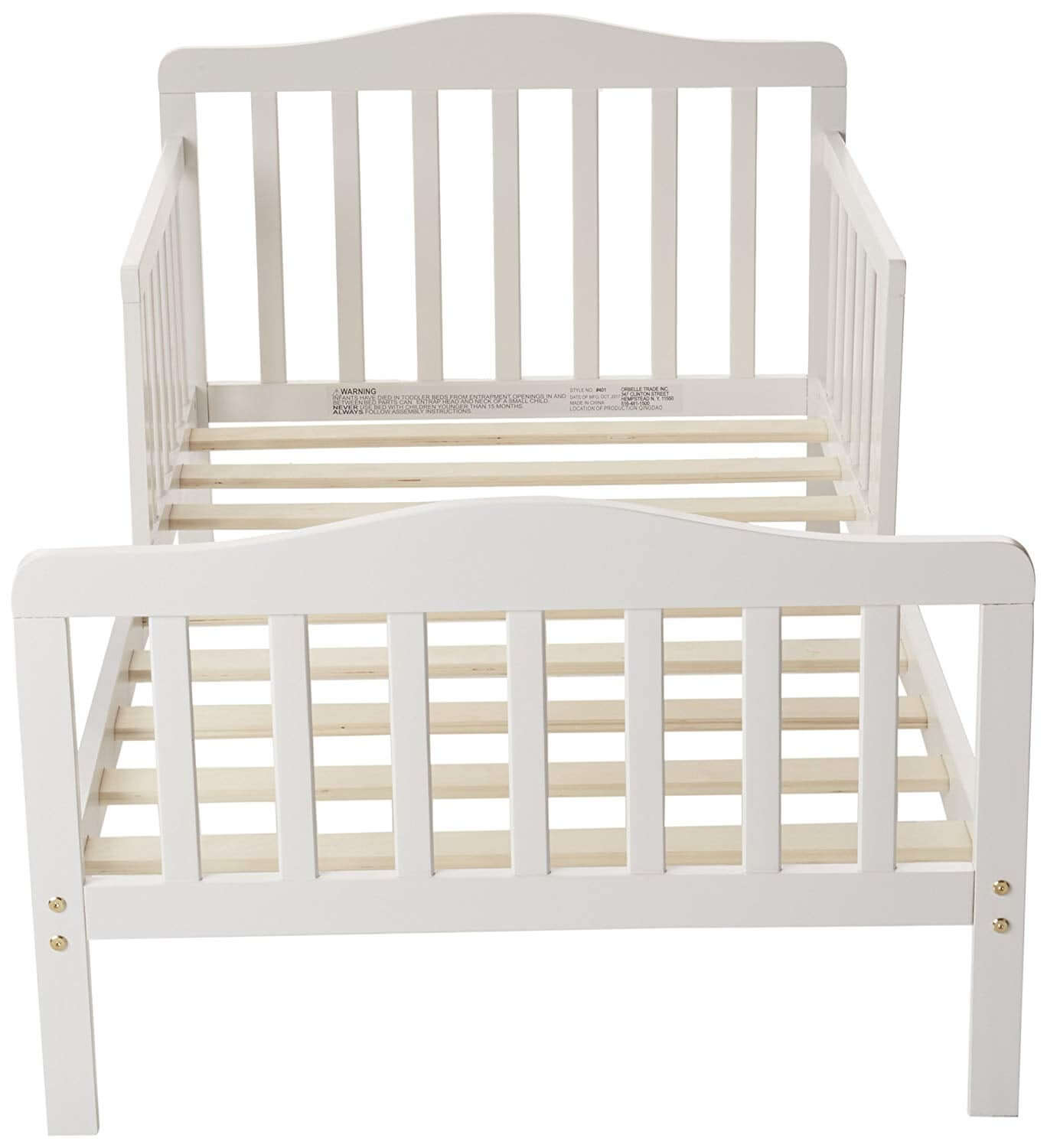 Contemporary Toddler bed -Top  Inclined Front View of Contemporary Toddler bed French White