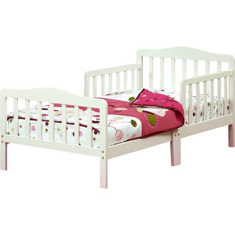 Contemporary Toddler bed - Inclined Side View of Contemporary Toddler bed French White