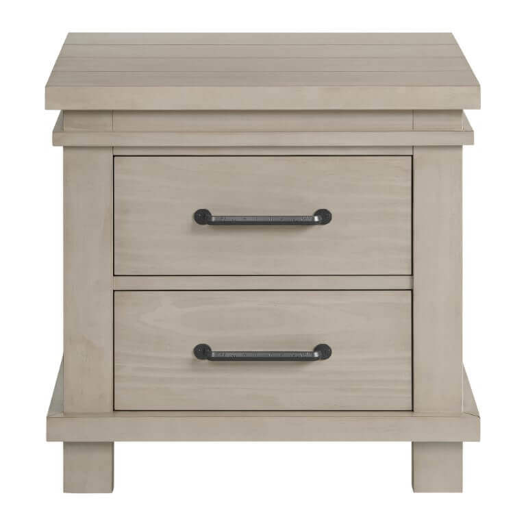 Hampton 2 Drawer Night Stand - Front View of Hampton 2 Drawer Night Stand Stone Wash