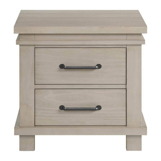 Hampton 2 Drawer Night Stand - Front View of Hampton 2 Drawer Night Stand Stone Wash
