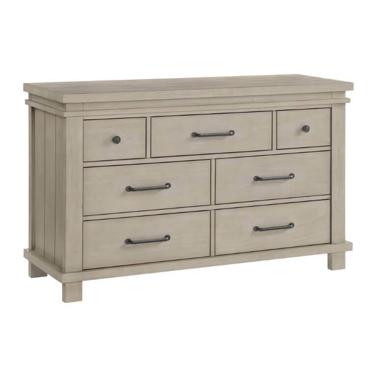 Hampton 7 Drawer Dresser - Inclined Side View of Hampton 7 Drawer Dresser Canyon Gray
