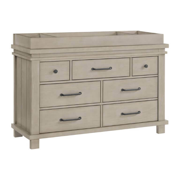 Hampton 7 Drawer Dresser - Inclined Side View of Hampton 7 Drawer Dresser Canyon Gray