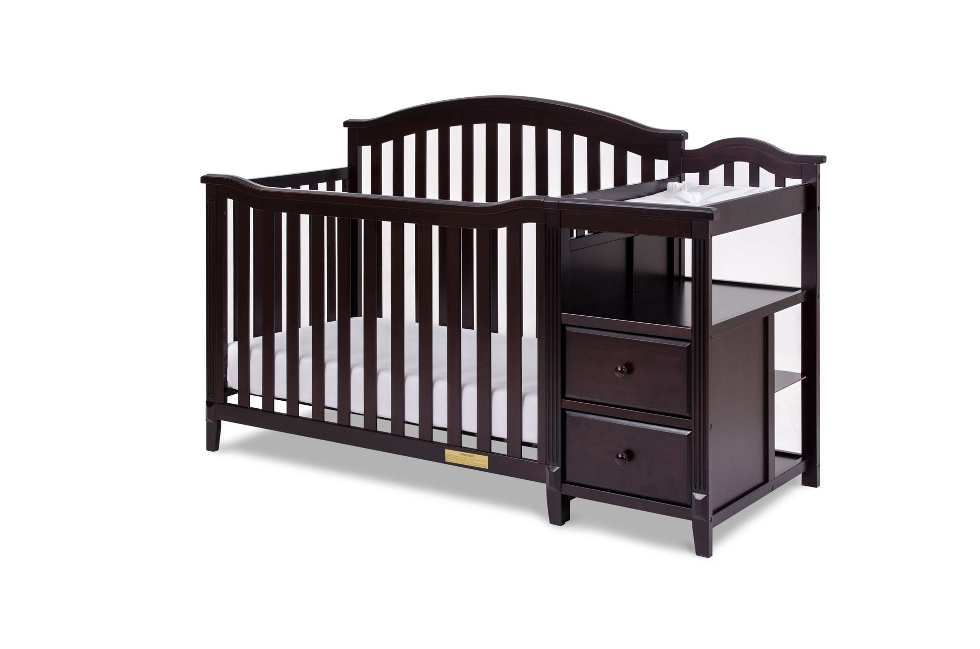 Kali 4-in-1 Crib and Changer - Inclined Side View of Kali 4-in-1 Crib and Changer Espresso