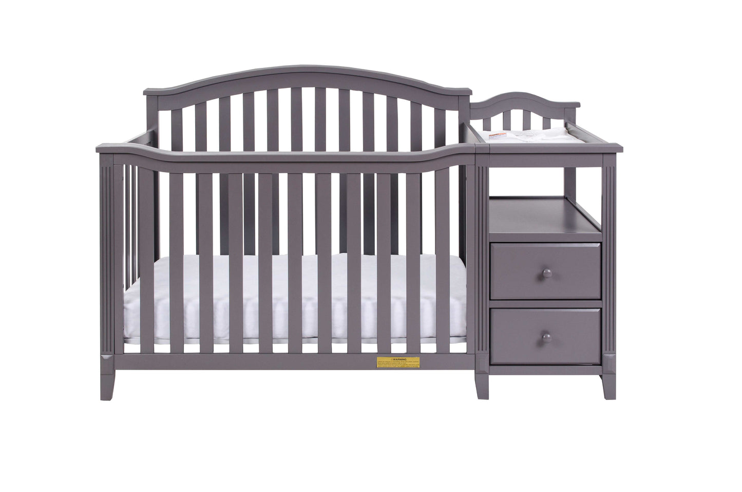 Kali 4-in-1 Crib and Changer - Front View of Kali 4-in-1 Crib and Changer Gray