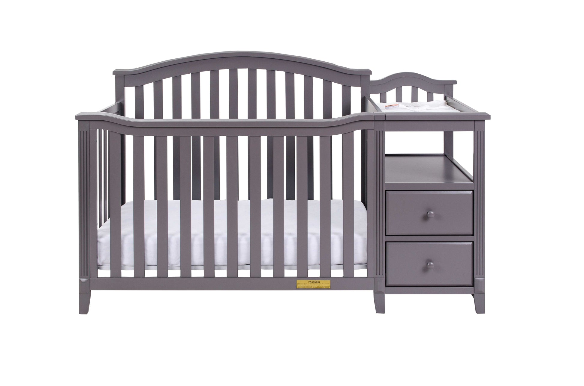 Kali 4-in-1 Crib and Changer - Front View of Kali 4-in-1 Crib and Changer Gray