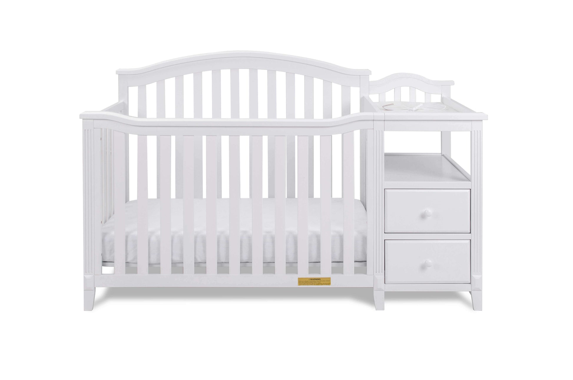 Kali 4-in-1 Crib and Changer - Front View of Kali 4-in-1 Crib and Changer White