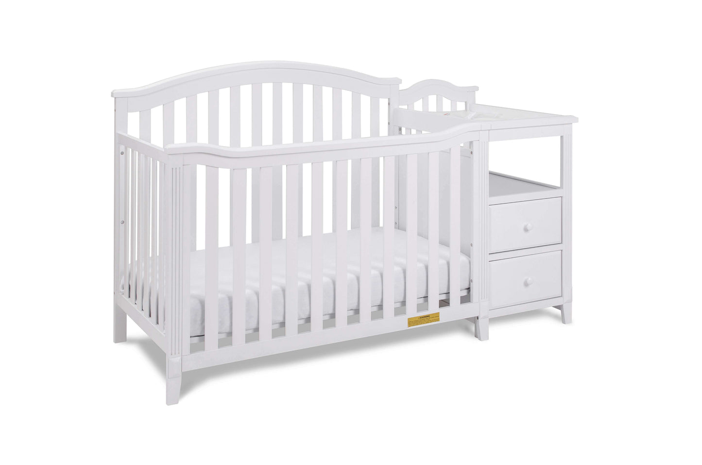 Kali 4-in-1 Crib and Changer - Inclined Side View of Kali 4-in-1 Crib and Changer White