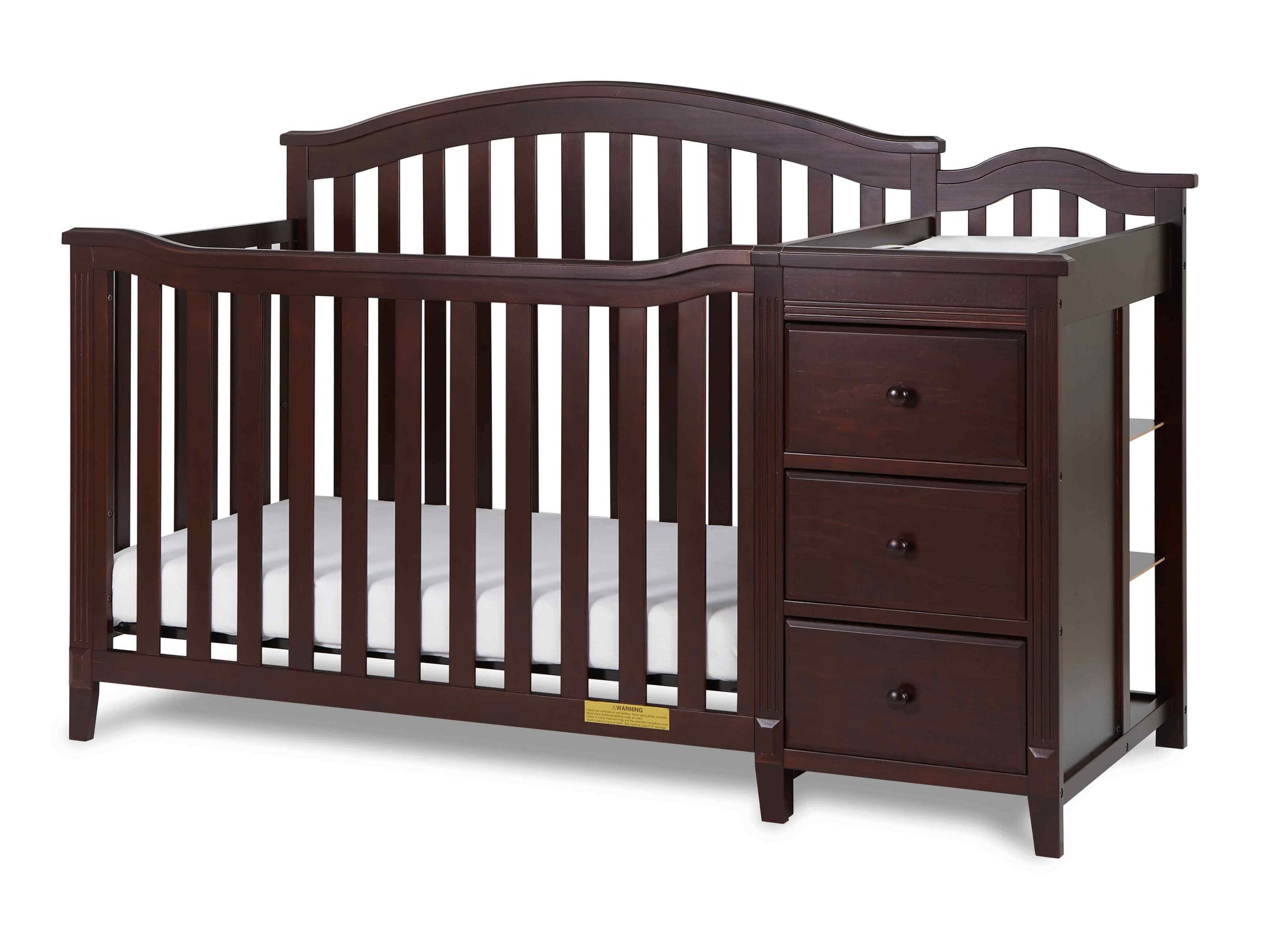 Kali II 4-in-1 Crib and Changer - Inclined Side View of Kali II 4-in-1 Crib and Changer Espresso