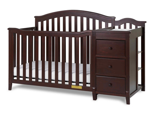 Kali II 4-in-1 Crib and Changer - Inclined Side View of Kali II 4-in-1 Crib and Changer Espresso