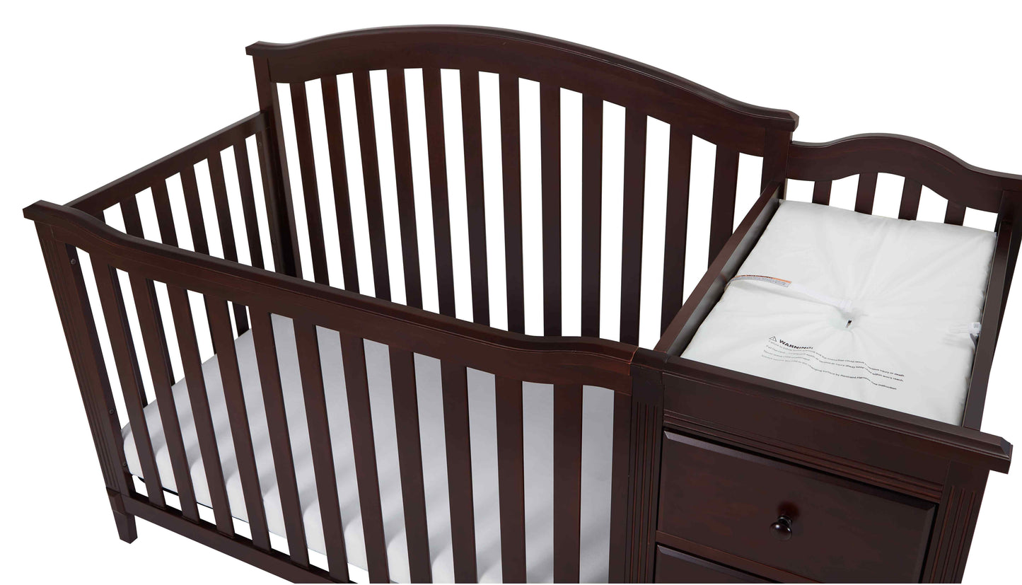 Kali II 4-in-1 Crib and Changer - Top Inclined Side View of Kali II 4-in-1 Crib and Changer Espresso