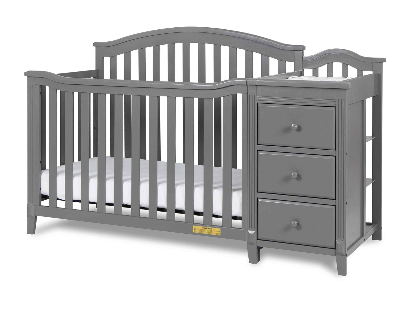 Kali II 4-in-1 Crib and Changer - Inclined Side View of Kali II 4-in-1 Crib and Changer Gray