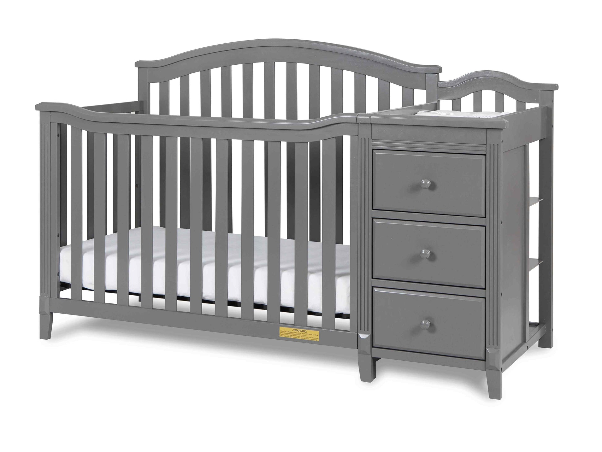 Kali II 4-in-1 Crib and Changer - Inclined Side View of Kali II 4-in-1 Crib and Changer Gray