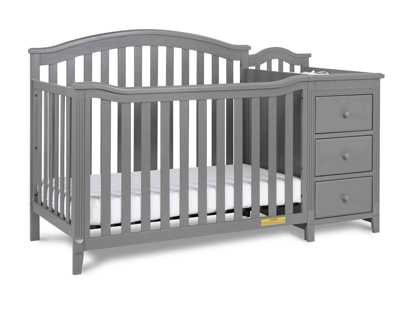 Kali II 4-in-1 Crib and Changer- Inclined Side View of Kali II 4-in-1 Crib and Changer Gray