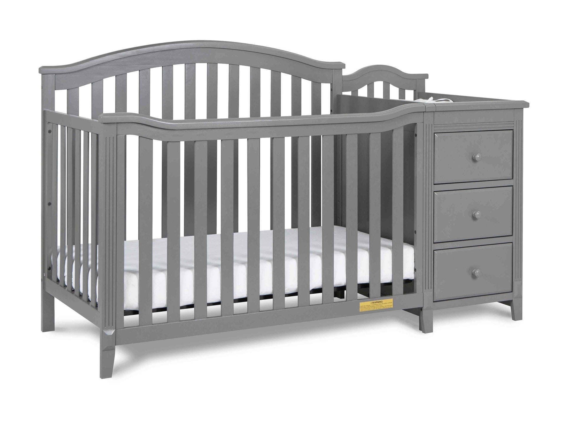 Kali II 4-in-1 Crib and Changer- Inclined Side View of Kali II 4-in-1 Crib and Changer Gray
