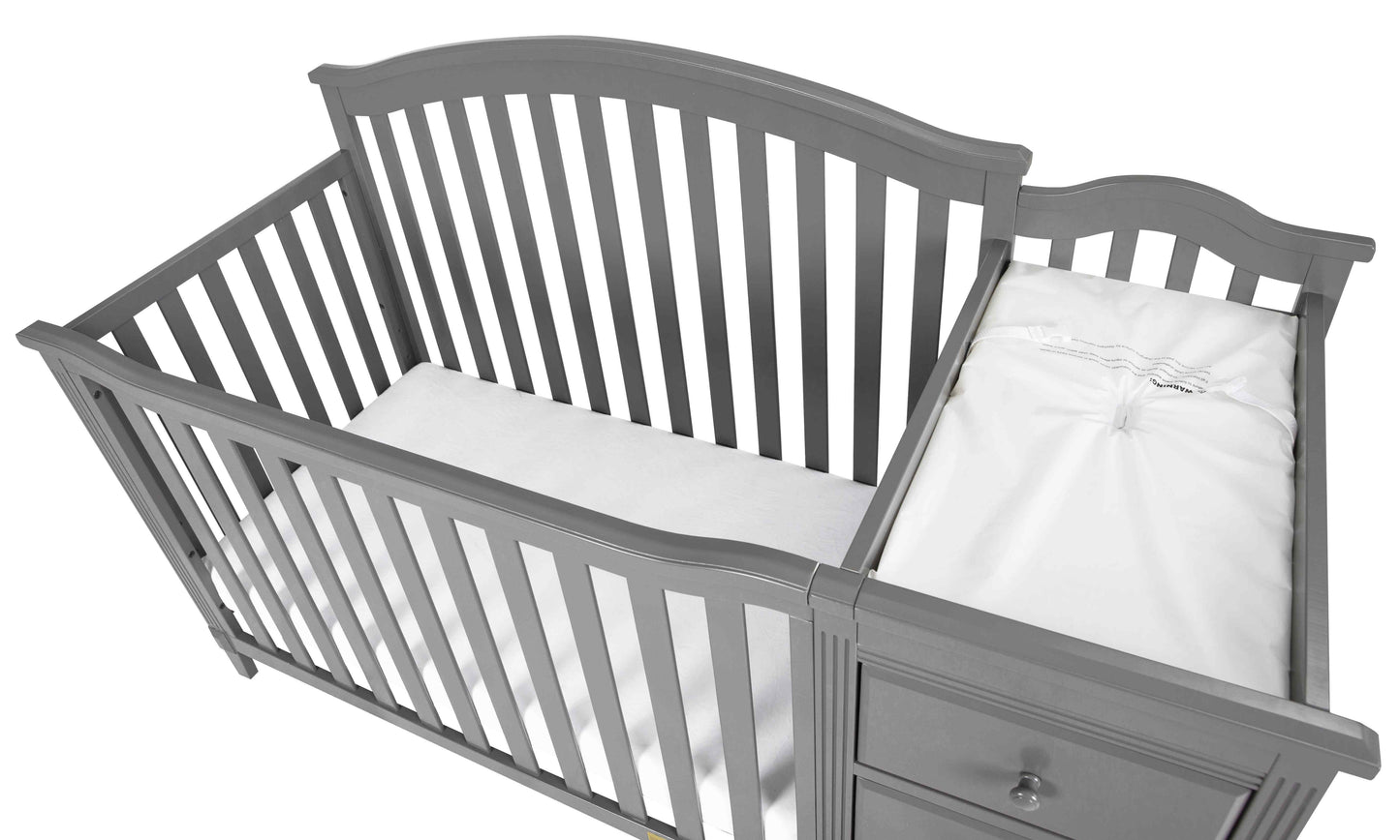 Kali II 4-in-1 Crib and Changer - Top Inclined Side View of Kali II 4-in-1 Crib and Changer Gray