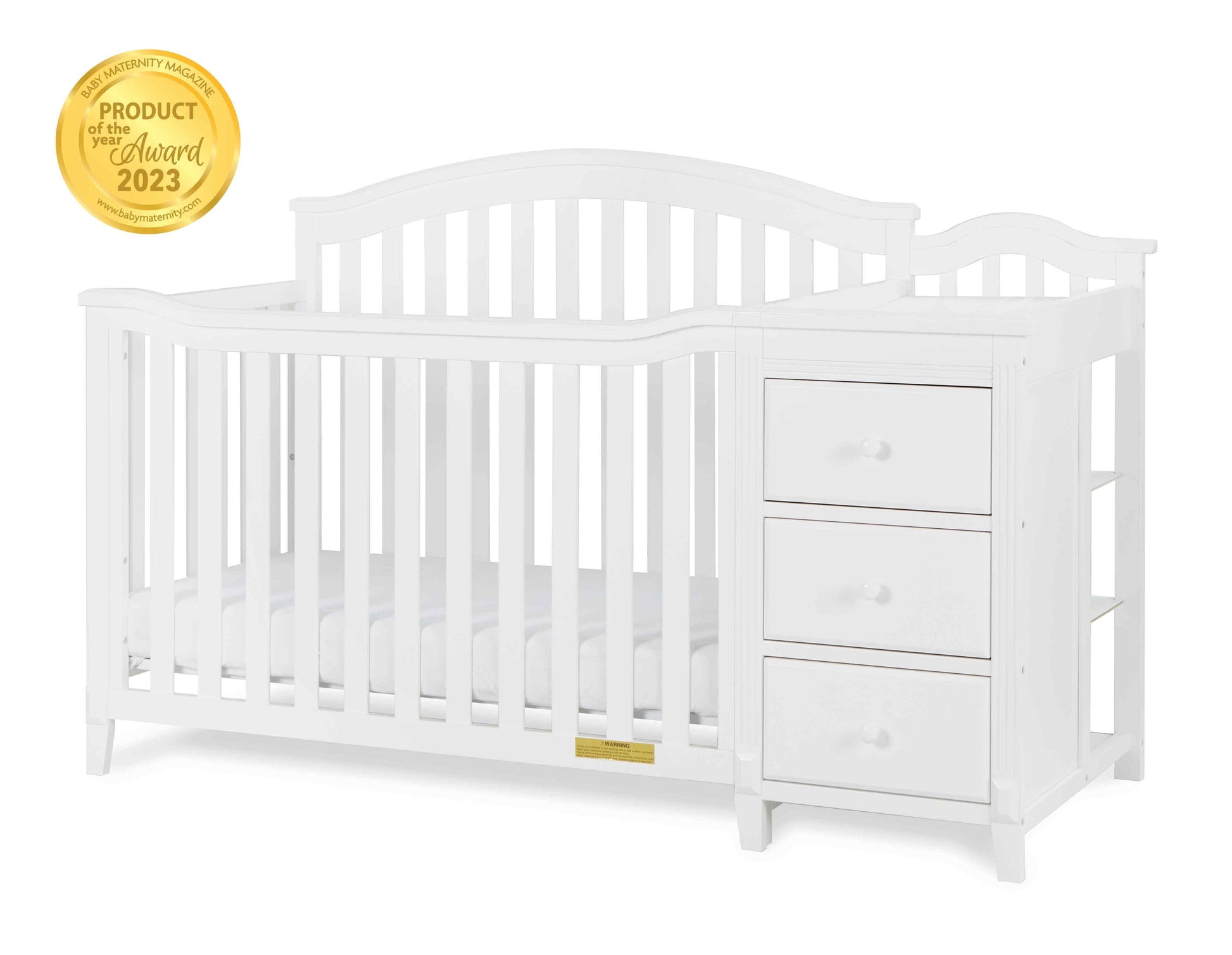 Kali II 4-in-1 Crib and Changer - Product of the Year Tag Image of Kali II 4-in-1 Crib and Changer White