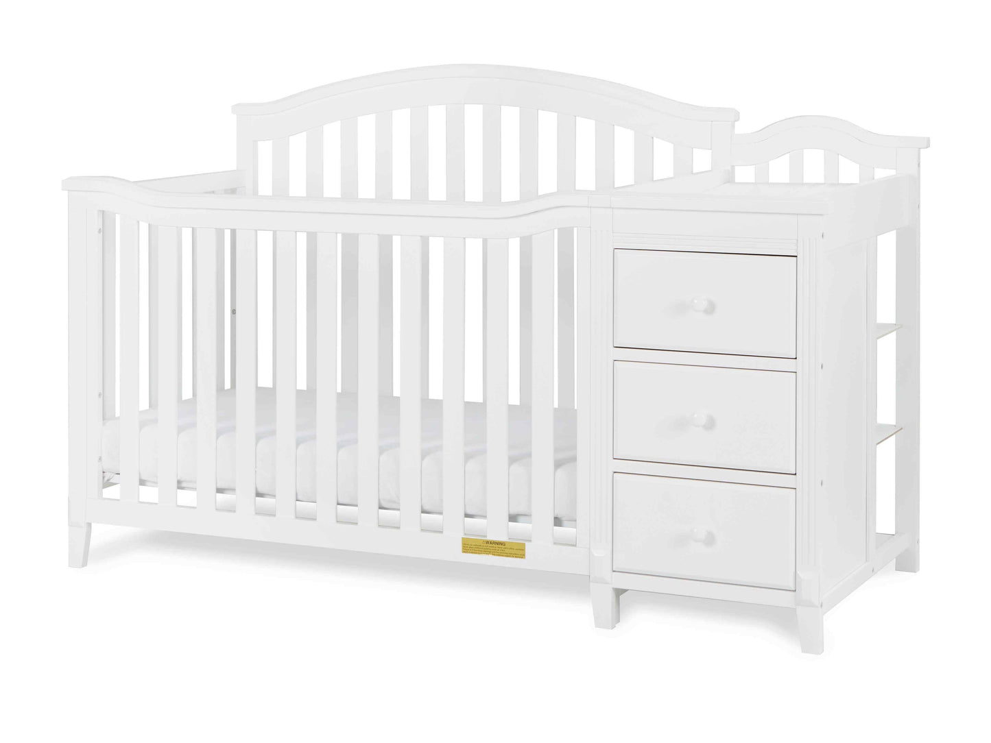 Kali II 4-in-1 Crib and Changer - Inclined Side View of Kali II 4-in-1 Crib and Changer White