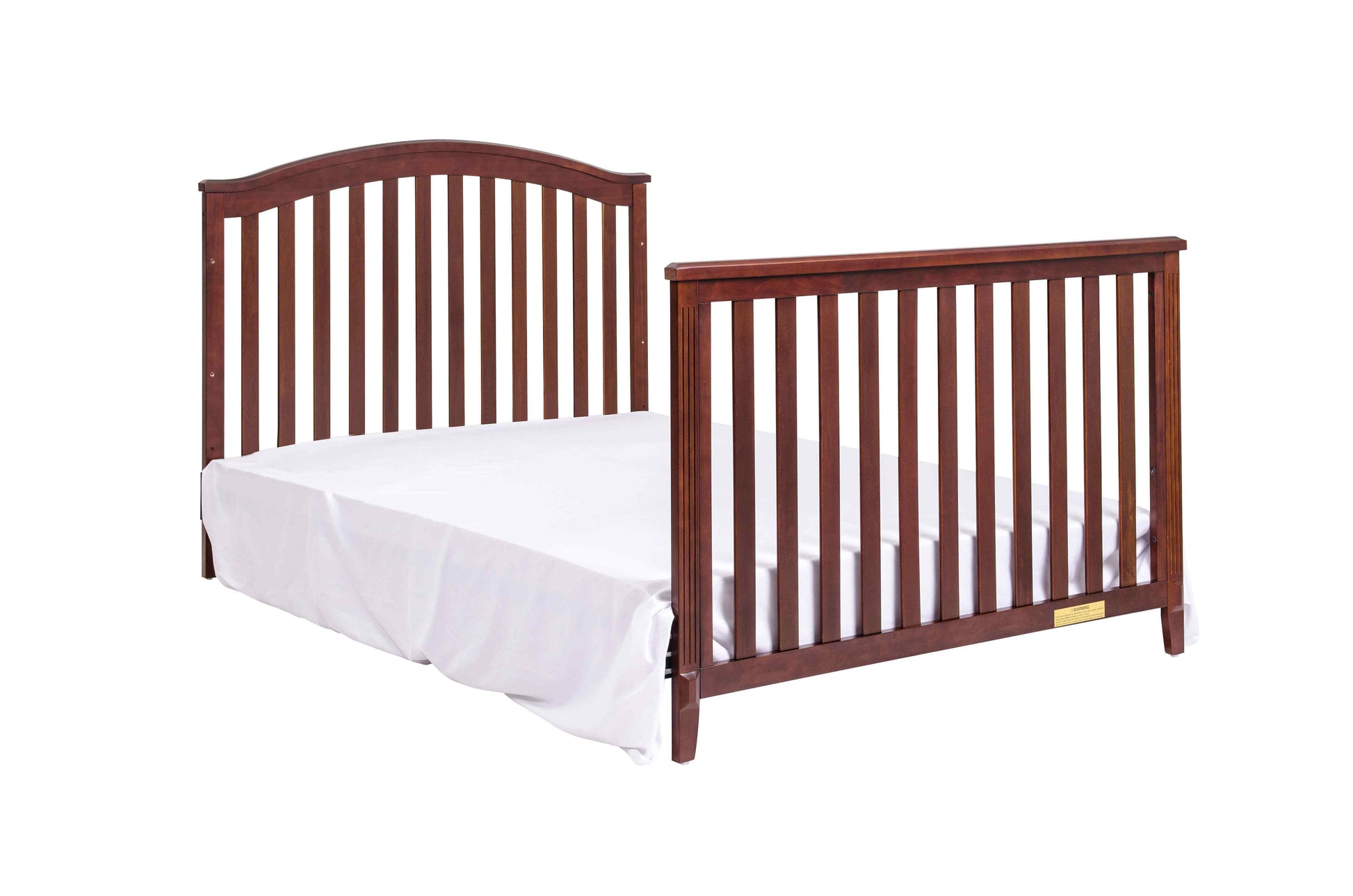 Kali II 4-in-1 Crib (Flat Footboard) - Inclined Side View of Kali II Full Sized Bed Espresso