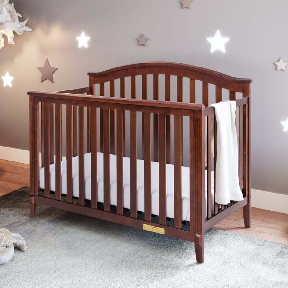 Kali II 4-in-1 Crib and Changer - Inclined Side View of Kali II 4-in-1 Crib Espresso