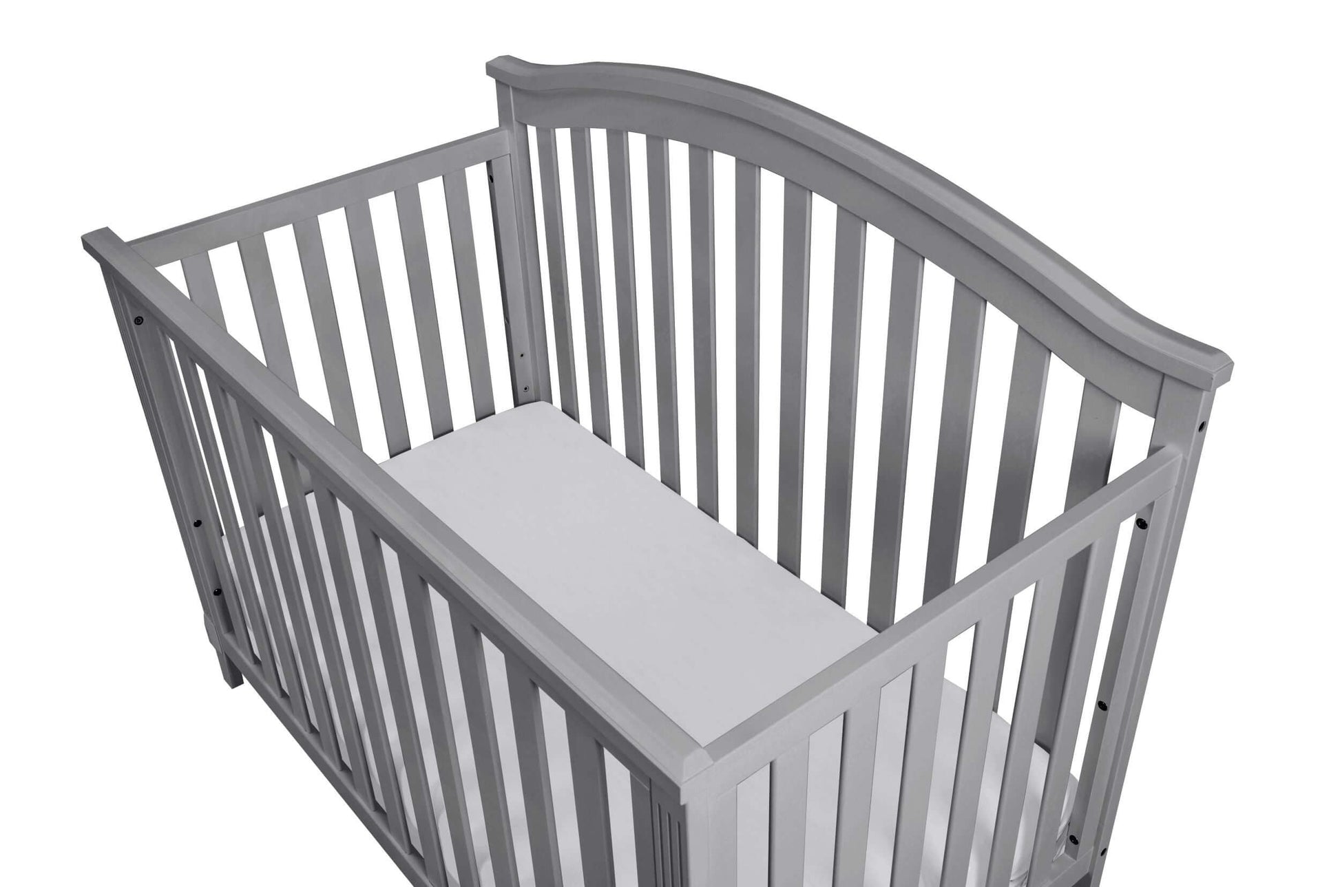 Kali II 4-in-1 Crib (Flat Footboard) - Top Inclined Side View of Kali II 4-in-1 Crib Gray