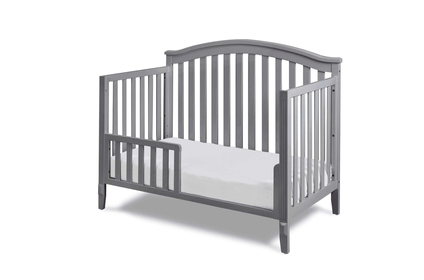 Kali II 4-in-1 Crib (Flat Footboard) - Inclined Side View of Kali II 4-in-1 Crib Gray
