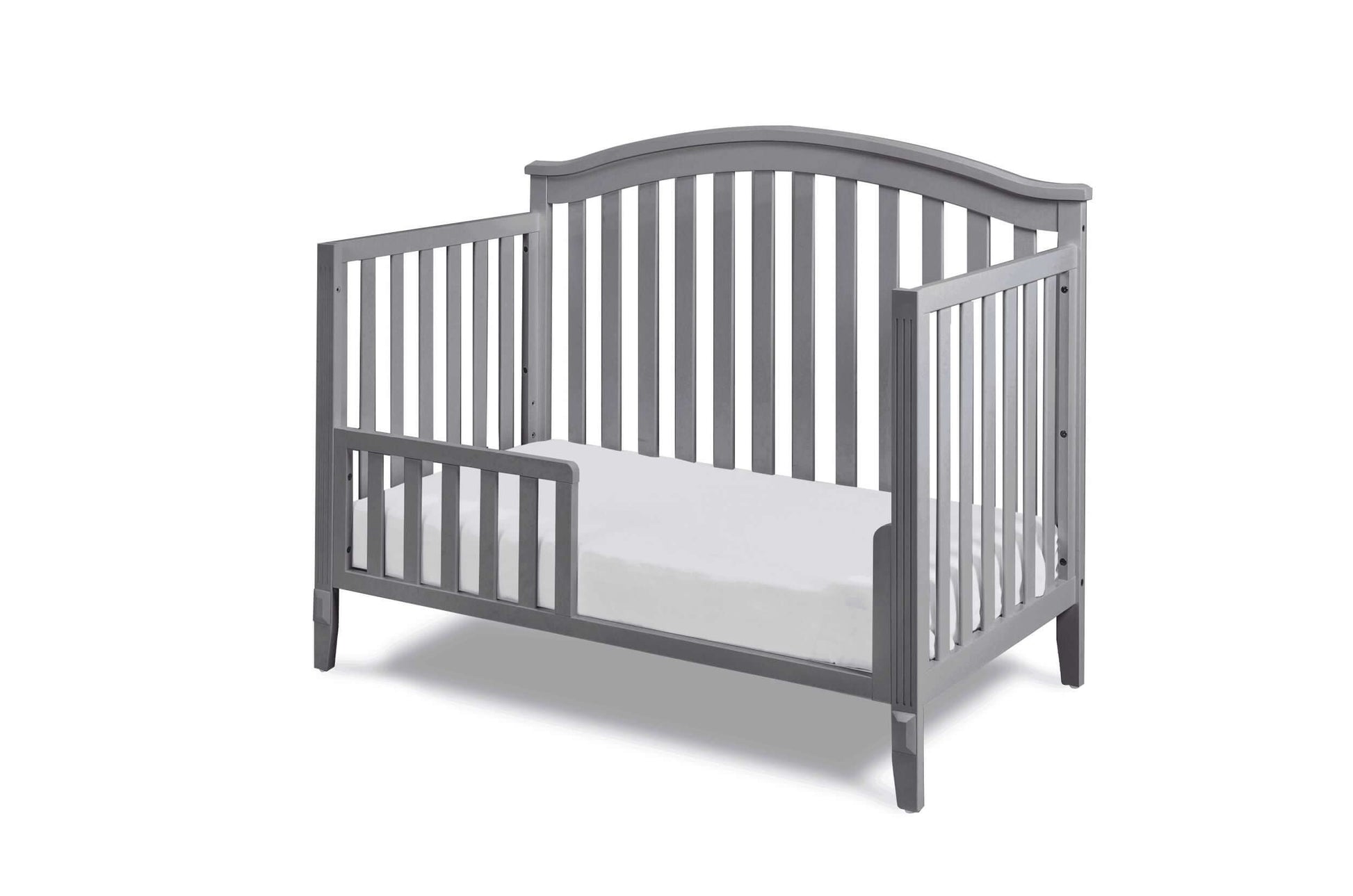Kali II 4-in-1 Crib (Flat Footboard) - Inclined Side View of Kali II 4-in-1 Crib Gray