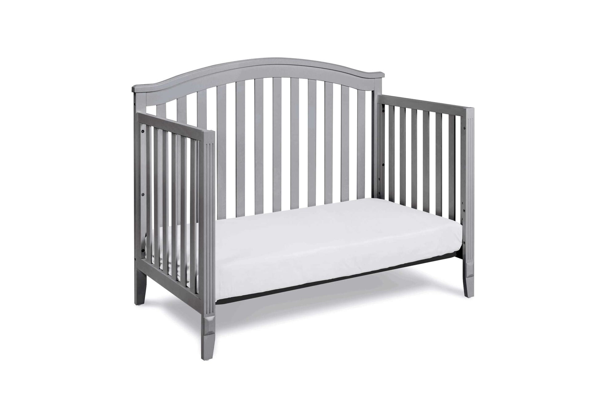 Kali II 4-in-1 Crib (Flat Footboard) - Inclined Side View of Kali II Daybed Gray