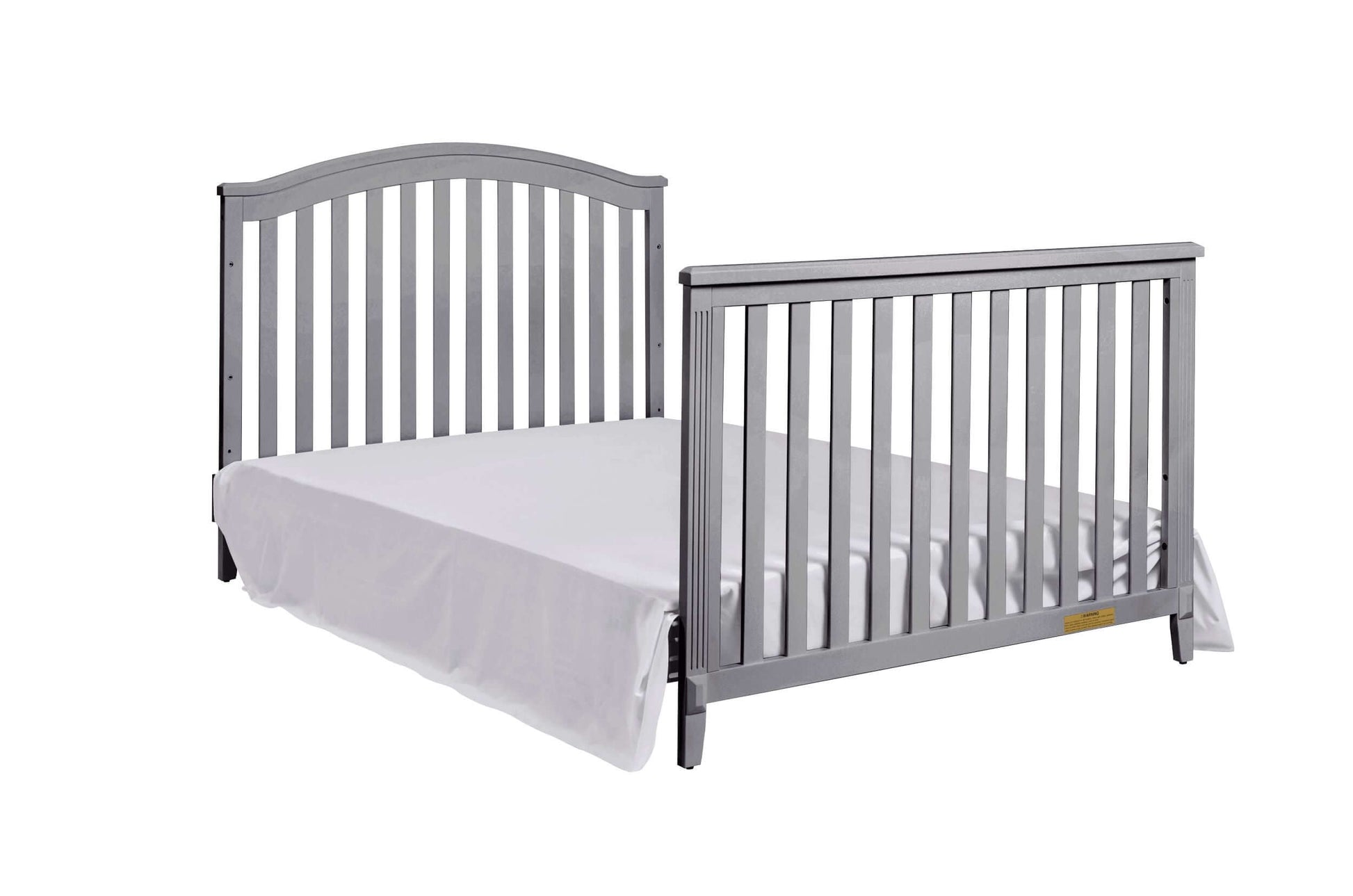 Kali II 4-in-1 Crib (Flat Footboard) - Inclined Side View of Kali II Full Sized Bed Gray