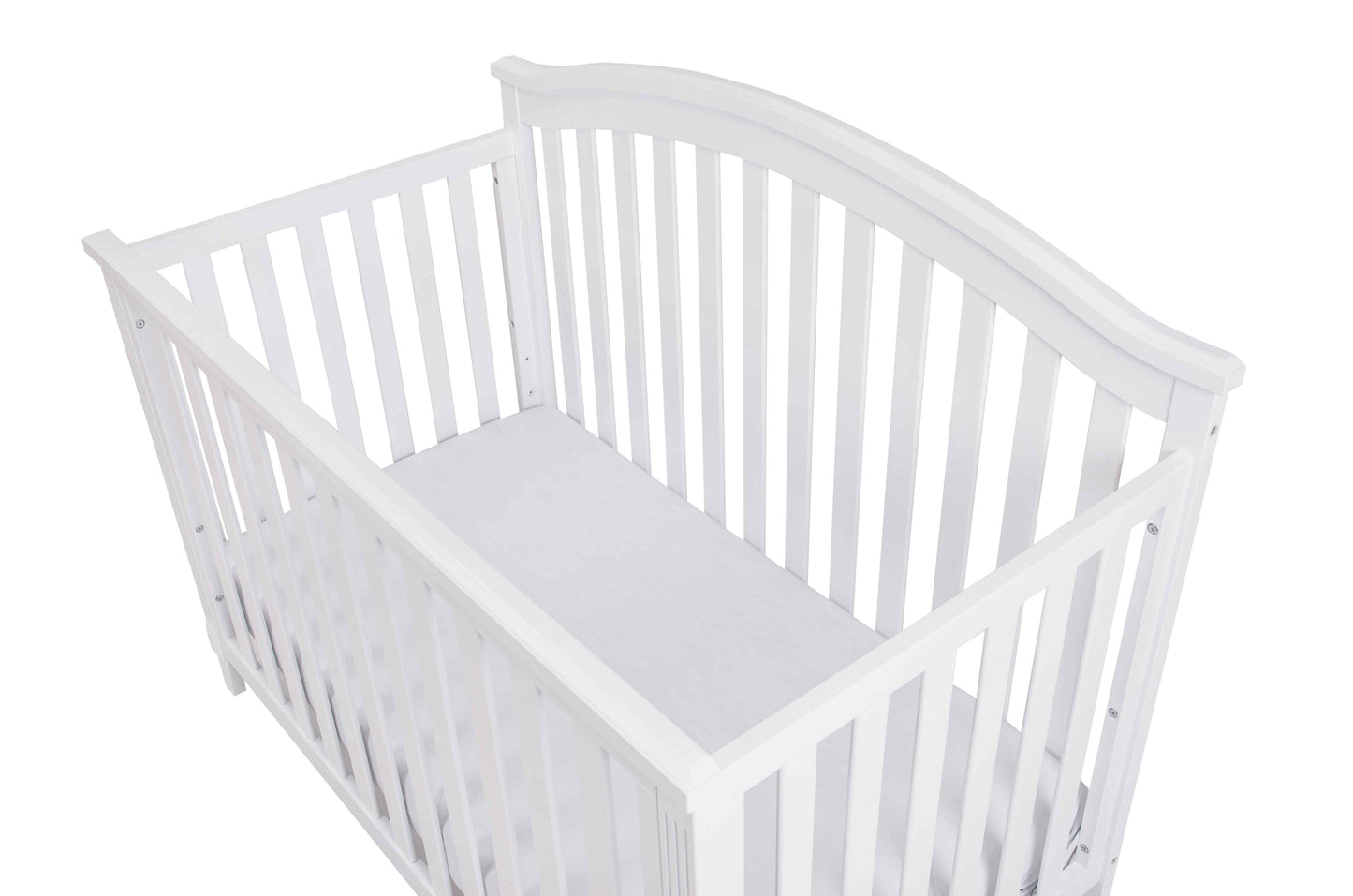 Kali II 4-in-1 Crib (Flat Footboard) - Top Inclined Side View of Kali II 4-in-1 Crib White